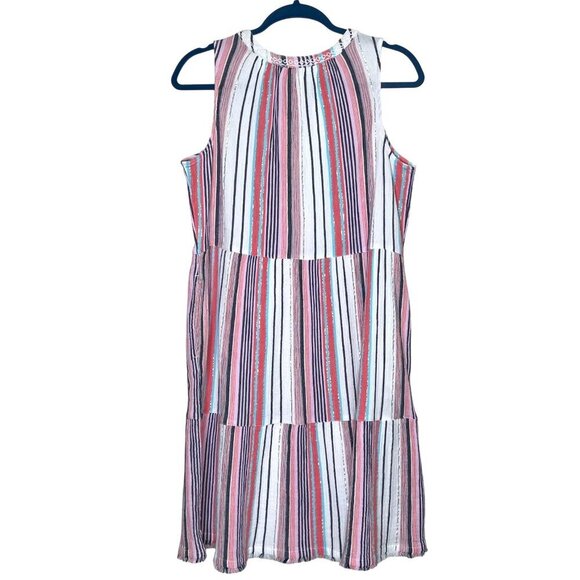 Tommy Bahama Mykonos Stripe Tiered Coverup Dress Coral Multicolor Size Small NWT - Picture 4 of 11